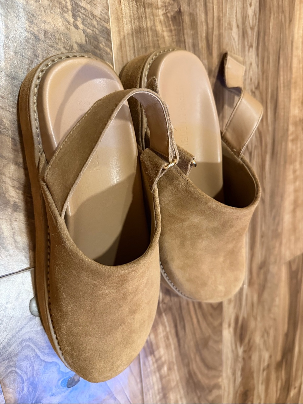 Steve Madden Tan Suede Slingback Platform Clogs - Picture 5 of 5